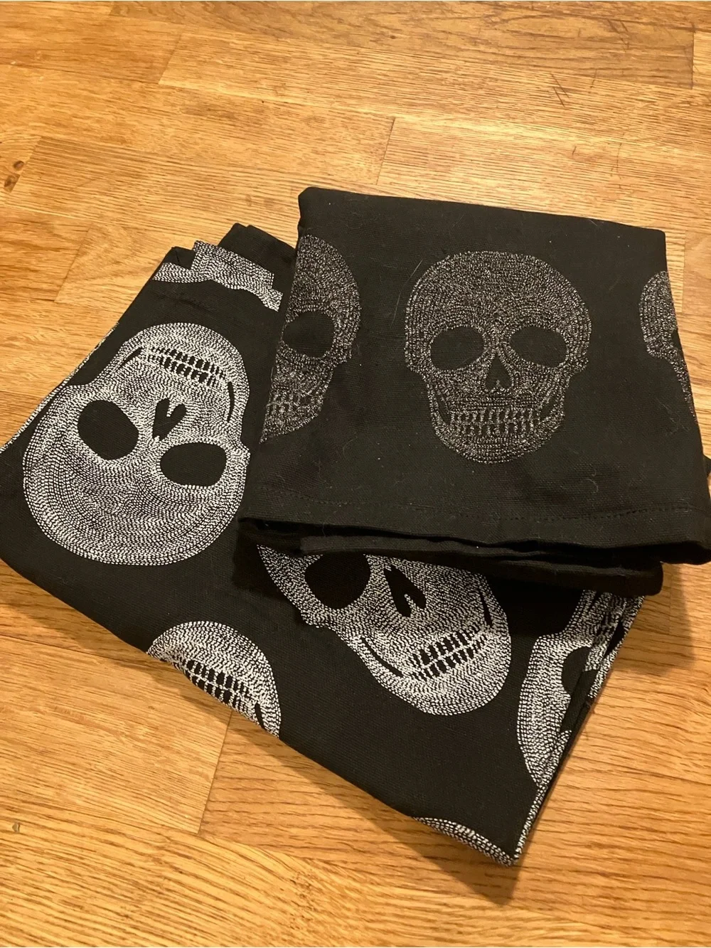Crate & Barrel Skull Halloween Dish Towels